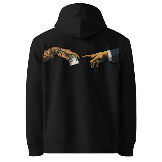 Черно дизайнерско худи с графика #Корупция Гръб