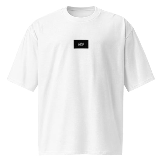 Бяла овърсайз тениска с черно лого #ДанчоМентата Отпред